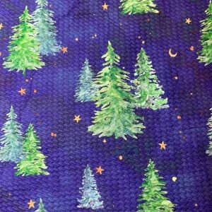 Winter Watercolor Knit, Waffle Texture 4 Way Stretch Pine Tree Stars Holiday PJs